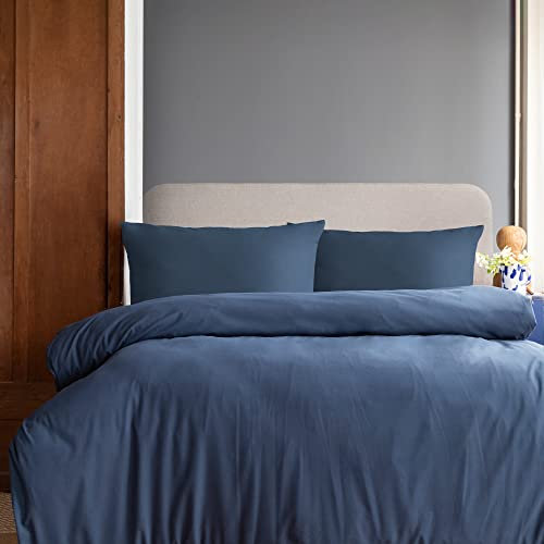 Komfortec Premium Bettwäsche 155x220 mit 1 Kissenbezug 40x80 cm Set aus Gebürstetes Mikrofaser - Blau