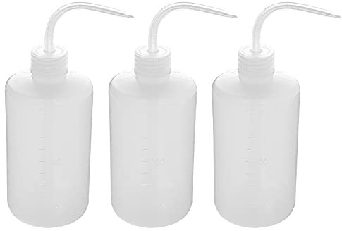 Kunststoff-Quetschflasche, Happybase 500 ml, Bewässerungswerkzeuge, Wirtschaftliche Sicherheits-Wimpern-Waschflasche mit Skalenetiketten für medizinische Sukkulenten-Reinigung Waschflasche (3 Stück)