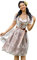 Clearlove Dirndl Damen midi 3tlg.Trachtenkleid für Oktoberfest,Karneval,DREI Teilig: Kleid, Bluse, Schürze（Verpackung MEHRWEG）,Khaki-spitze,40