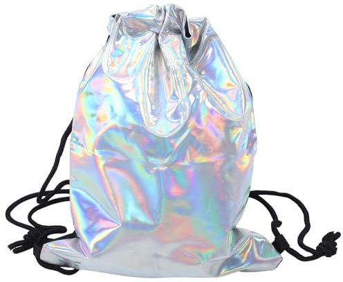 TENDYCOCO 1Pc Turnbeutel Hipster Rucksack Metallic Style Tasche Kordelzug Sportbeutel Bag Gymnastik Frauen Holografischer Rücken Geldbörse Metallic Mode Männer Persönlichkeit Tasche