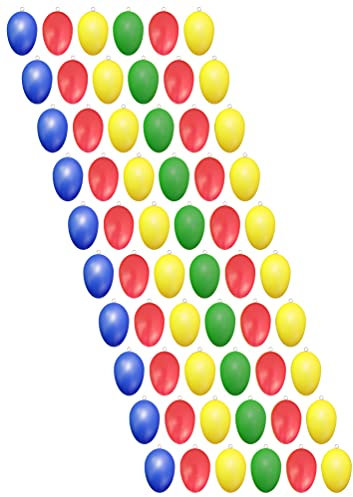 Conipa – 24 Stück Bunte Ostereier zum Aufhängen – Kunststoff Ostereier für Osternest, Osterstrauß UVM. – Osterdeko für Innen- & Außenbereich geeignet – XXL Deko Plastik Eier für Ostern (á 6x4 cm)
