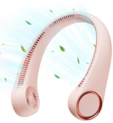 Gaiatop Portable Neck Fan, 360° Cooling, 72 Air Outlet, Lightweight Hands Free 3 Speeds 4000mAh USB Rechargeable Mini Personal Bladeless Fans, Wearable Birthday Gift for Men Women Pink