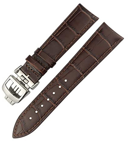 BANDKIT 20 mm, 21 mm, 22 mm, Qualitäts-Uhrenarmband, Uhrband, Uhr Armband für Jaeger LeCoultre Master Moonphase Schwarz Blau Braun Rindsleder, 20 mm, Achat
