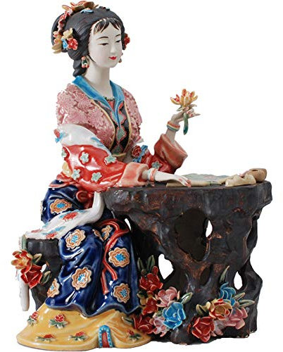 DERBUT Statue Ornamente Skulpturen Engelfiguren aus Porzellan Figurative Keramikskulptur Glasierte Kunst Wohnkultur