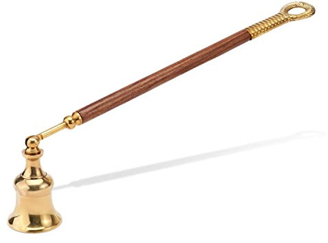 NKlaus 26,5cm Kerzenlöscher aus Messing mit Holzgriff Kerzen Zubehör Dochtlöscher bewegliche Kopf 11649