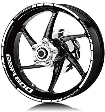 EGEIRA Motorrad-Nabenaufkleber, Wasserdicht, Reflektierende Felgenaufkleber, Reflexstreifen-Aufkleber Für Suzuki GSR600 GSR 600 Felgenaufkleber (Color : Bianco)