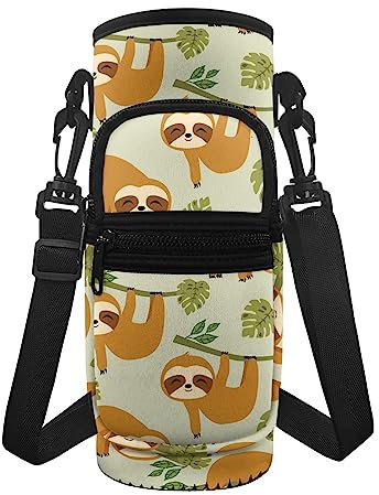 KUIFORTI Cute Owl Water Bottle Carrier Bag Case with Phone Pocket,Women Girls Crossbody Water Bottle Pouch Holder Sports Water Bottle Accessories for Travel Hiking Camping