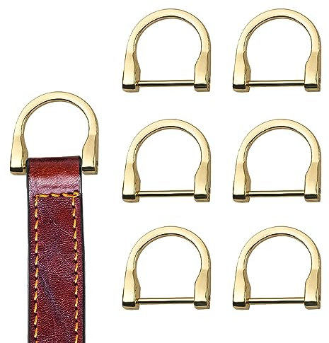 Spldsun 6 Pezzi Fibbie a D Anello a D in Metallo, D con Vite in a Forma U, Accessorio Ricambio per Borsette, Borse a Tracolla, Borse per Laptop, Portachiavi (37 mm, Oro)