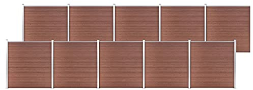 Festnight WPC Zaun-Set WPC Sichtschutzzaun Windschutz 10 Elemente WPC Zaun Zau nelement Set Zaun Gartenzaun Wpc Zaun Komplettset 1737x186 cm Braun
