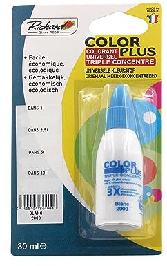 Colorant Universel TRIPLE CONCENTRE Pour peinture jusqu'a 10 Litres - 30ml – Made in France - BLANC- 2000
