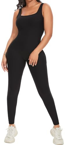 SHAPERIN Damen Jumpsuit Yoga Ärmellos Trainingsanzüge Hohe Taille Sportkleidung Damen Set Bodycon Einteiler Bodysuit Workout Overall Romper One Piece Hosenanzug Schwarz S