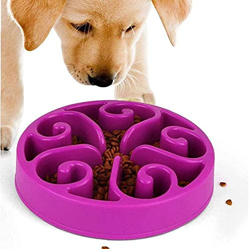 AidiOn Ciotole di Cane Alimentatore Lento, Alimentatore Lento-Ciotola Classica per Cani/Rosa,Rosa