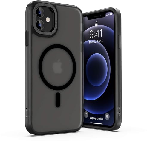 ULAK Magnetic Case for iPhone 12/12 Pro [Anti-Yellow], Black Mag | Transparent Shockproof Soft TPU Hard Bumper Protective Phone Cover Compatible with MagSafe for iPhone 12 / iPhone 12 Pro