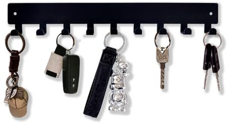 Sanshaoye Schlüsselhalter für Wanddekoration, Metall-Schlüsselhalter, Schlüssel-Organizer für Wandhalterung, hängendes Schlüsselbrett mit 9 Haken, Schlüsselhaken für Flur, Eingang, Büro, Küche