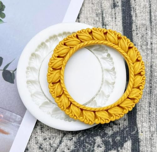Stampi in silicone, stampi da forno, 6,1 x 6,1 cm, cornice portafoto rotonda, in silicone, per torte, cioccolato, cupcake, resina, strumenti per decorare fondente
