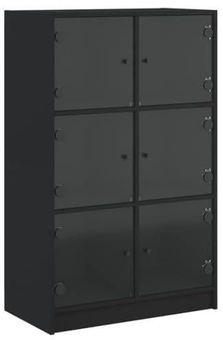 vidaXL Highboard mit Türen Schwarz 68x37x109 cm Holzwerkstoff