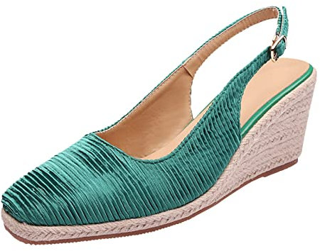 Xiaojiu Escarpins Femme Sandales Bride Cheville Femme,Escarpins Femme Beige Chaussures Pieds Larges Pantoufles Femme Espadrilles Compensées Femme Pied Femme Confortable Chauss(Vert,39)