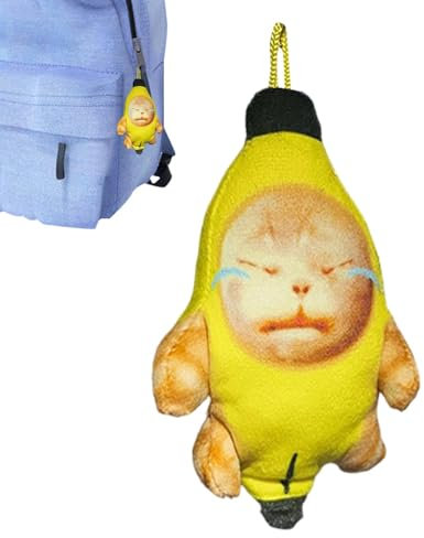 Azioni Banane Kuscheltier, Bananen Kuscheltier, Banana Cat, Bananen Katzenspielzeug, Lustiger Banana Katzen-Schlüsselanhänger, Bananenkatzen-Plüschtier Mit Geräusch, Lustiger Schlüsselanhänger