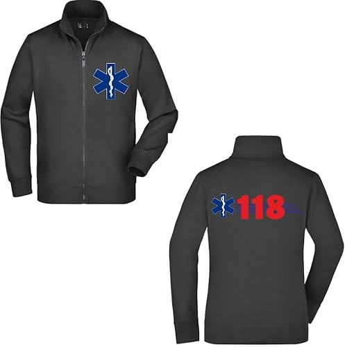 Felpa Unisex Full Zip - 118 Soccorso Sanitario Fronte/Retro - Super vestibilità Top qualità