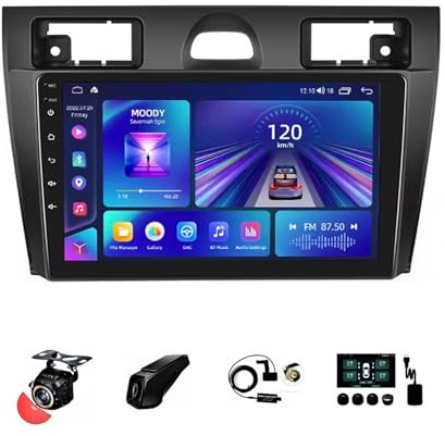 BOJONTN 9 Pollici 2 DIN Android 13 Auto Stereo Radio per Ford Fiesta 2006-2011 con Car Play Senza Fili GPS Telecamera Posteriore Comandi al Volante Bluetooth(T2[2+32G])