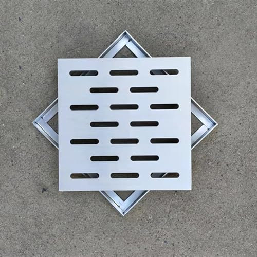 Canaletta Scolo Acqua Pozzetto Di Raccolta Quadrato Per Drenaggio, Grondaia Esterna Con Telaio - 10 20 30 40 50 60 Cm Di Lunghezza, Griglia Di Scarico Per Acque Piovane In Acciaio Inossidabile(A,Lxwxh