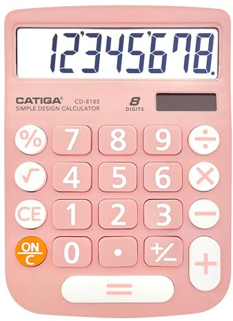 CATIGA 8-stelliger Tischrechner mit Solar- und Batteriebetrieb, gut lesbarem LCD-Display und großen Tasten – Ideal für Zuhause, Büro, Schule, Unterricht und Business, CD-8185