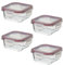 LOLAhome | Set 2 o 4 Fiambreras Cristal con Tapa | Recipiente Hermético para Alimentos | Organizador Cocina Nevera y Frigorífico | Envase Apto Microondas (Set 4 Cuadrado, De 310 ml)