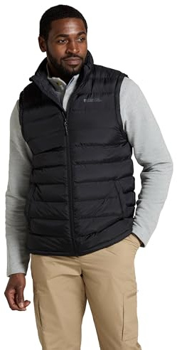 Mountain Warehouse Seasons Mens Fur-Lined Padded Gilet - Water-resistant Sleeveless Jacket with Microfibre Insulation, PFC Free - Autumn Winter, Outdoors & Hiking Black M