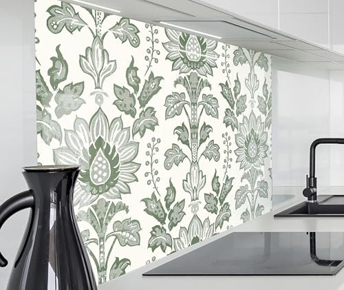 timalo Spritzschutz Wand für Herd, Küche Küchenrückwand Glasoptik | Acryl Glas 2mm | Glasrückwand Acrylglas Wandpaneele Rückwandschutz Platte | 100x50cm Vintage Blumen Retro