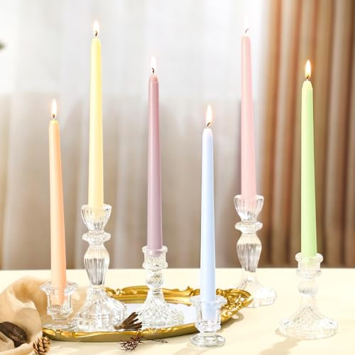 Conelist 6 Stück Candy-Kerzen, gedrehte Kerzenständer, 25,4 cm, geruchlos, handgefertigt, mehrfarbig, pastellfarben, Kerzenständer für Frühling, Zuhause, Hochzeit, Weihnachten, Happy Birthday,