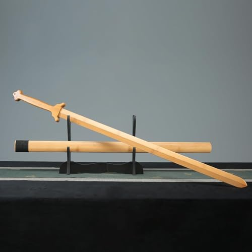 Natürliches Bambusschwert mit Scheide, massives Bambusholzschwert, handgefertigte Holzschwerter, zur Dekoration, Ausstellung, Cosplay, Kendo, Trainings-Bokken, gerades chinesisches Kampfschwert-103CM