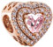 Amieween Argento Sterling 925 Charm per donne bracciali collana oro rosa scintillante cuore livellato ciondolo 5A zircone cubico regalo di San Valentino ciondoli per donne