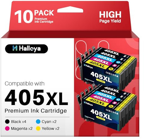 Halloya 405XL Multipack Kompatibel für Epson 405 XL Druckerpatronen für Workforce Pro WF-3820 WF-3825 WF-4820 WF-4825 WF-4830 WF-7830 WF-7835 WF-7840 (10er-Pack)