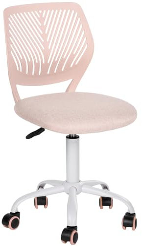 FurnitureR Children's Desk Chair, Adjustable Height Swivel Chair with Small Hole Backrest Design, Suitable for Kids' Bedroom or Study Room, Molandi Pink, 38x39x85H