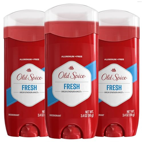 Old Spice Aluminum Free Deodorant For Men, High Endurance, 24/7 Sweat Defense & Odor Protection, 24/7 Freshness & Lasting Scent, Fresh Scent, 3.4 oz (Pack of 3)