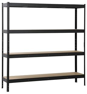 SCHULTE Regalwelt Schwerlastregal XXL mit 4 MDF-Böden 180x180x40 cm (HxBxT), 200 Kg Traglast pro Boden, schwarz