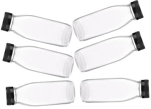 KICHOUSE 6piezas Botellas De Bebida De Vidrio Reutilizables Botellas De De Vidrio Para Almacenamiento Tapa Para Batidos Uso Refrigerador