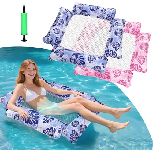 Bouee Piscine Adulte, Hamac Piscine, Flottant Hamac Gonflable Piscine, 4 in 1 Matelas Filet Piscine Gonflable, Matelas Gonflable Piscine, Hamac d’Eau Plage Portable, Accessoire Piscine pour Plage (B)