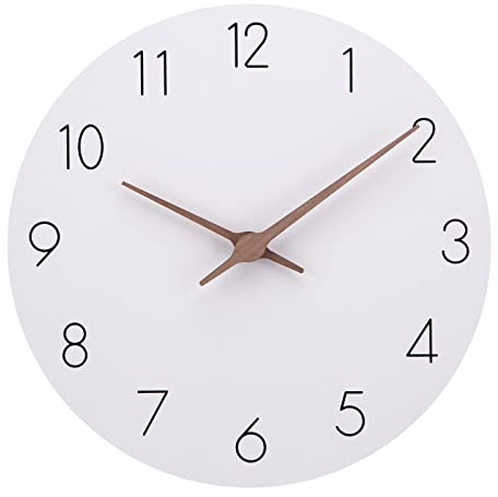 ACCSHINE MDF Holz Wanduhr Ohne Tickgeräusche 25cm | Modern Groß Wanduhr Holz Lautlos Quarz Batterie Betriebene Einfach zu Lesen für Wohnzimmer Küche Schlafzimmer Büro Schule