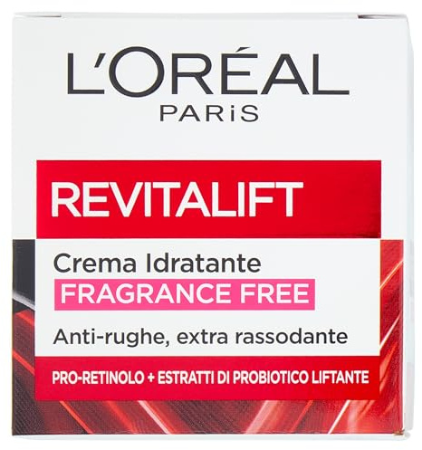 L'Oréal Paris Gesichtscreme Fragrance Free Revitalift, für empfindliche Haut, straffende Wirkung, aufgepolstert und feuchtigkeitsspendend, angereichert mit Pro-Retinol und Probiotikum, 50 ml