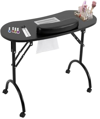 MccoMMon Multifunktionaler Nageltisch, Mobiler Nageltisch, Faltbarer Tragbarer Nageltisch, Nagelset, Nageltisch mit Saugnapf, Ventilator, Staubbeutel, Tragetasche