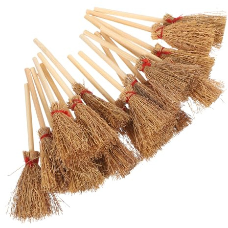 SOIMISS 20pcs Mini Witch Broom for Dollhouse Miniature Ornament Halloween Broomstick Boys and Girls Craft Decorations