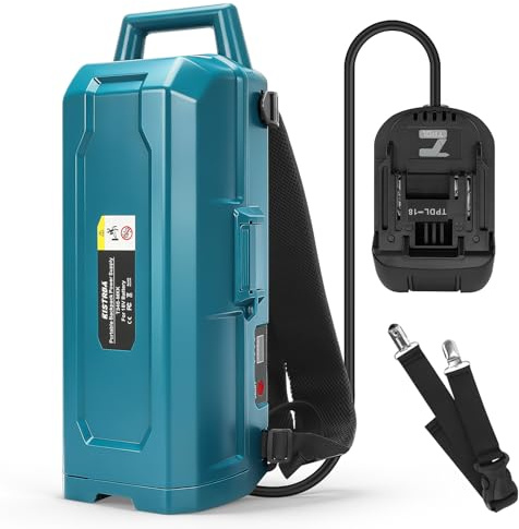 Akku Rucksack für Makita 18V Akku, Ohne Batterie | Tragbar Kraft Liefern Rucksack mit 4 Batterien Aufnehmen, 1,2 m Netzkabel, IPX4 Wasserdicht, Höhenverstellbarer Hüftgurt