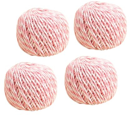 4 Rolls Pink Cotton Cord 70 Meter Cotton Twine String for Crafting, Binding, Wrapping