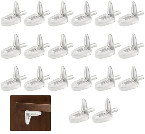 20 Pièces Chevilles de Support d'Étagère Transparentes en ABS et Acier Inoxydable, taquet étagère 3mm Renforcé, taquets pour étagères Discrets et Antirouille pour Armoires, Vitrines et Meubles