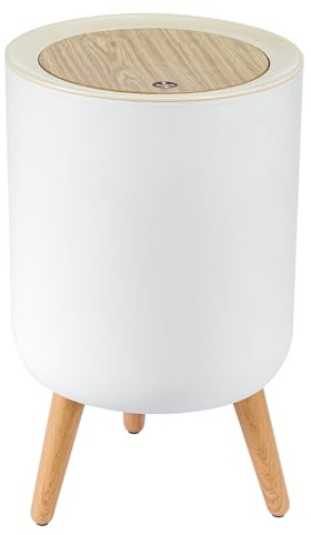 CROWNSHOP 9L Trash Bin Bathroom Bins 360x220mm Round Garbage Bin | Nordic Modern Waste Bin with Press top Lid Modern Waste Bin with Legs for Kitchen Bathroom Bedroom Office Outdoor Dog Proof