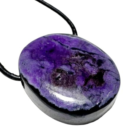 Sugilit oval violett Cabochon Heilstein Kettenanhänger Anhänger quer gebohrt