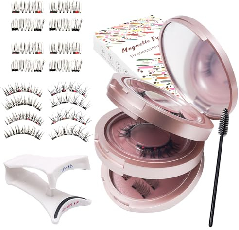 8 Paar Magnetische Wimpern Magnet Wimpern Natürlicher Look Set Magnet Lashes Magnetic Eyelashes Ohne Eyeliner Oder Kleber Einfach Tragen Zu Entfernen Mit 1 Pinzette Wimpernkamm