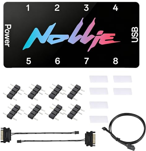8-Port RGB Controller, ARGB Controller Sata Gespeister, 5V 3Pin ARGB Splitte, PC Beleuchtungs Hub