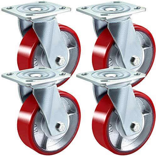OrangeA 4xScaffolding Casters Heavy Duty Scaffolding Polyurethane Wheel 8 X 2 Inch Scaffold Caster Plastic Core PU Wheel(Plastic Core), Red